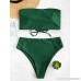 ZAFUL Womens High Waisted Cheeky Bikini Bottoms 2 Pieces Lace-up Bandeau Top Swimsuit Set Green B07PGPJWVL
